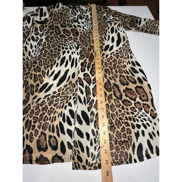 Ashley Stewart Plus Size Blouse Tunic Animal Print Black Brown 14 Boho mob wife - Picture 12 of 15